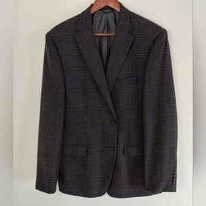 Ralph Lauren Slim Fit Blazer Mens 44L Gray Plaid Black Label Old Money